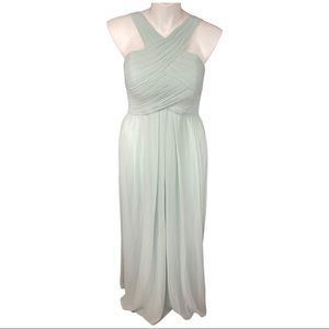 AW Bridal sage bridesmaid dress formal floor length high criss cross fro…